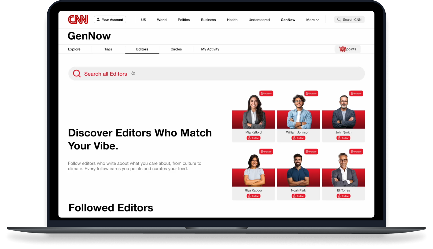 The editors page with youth editors to follow.