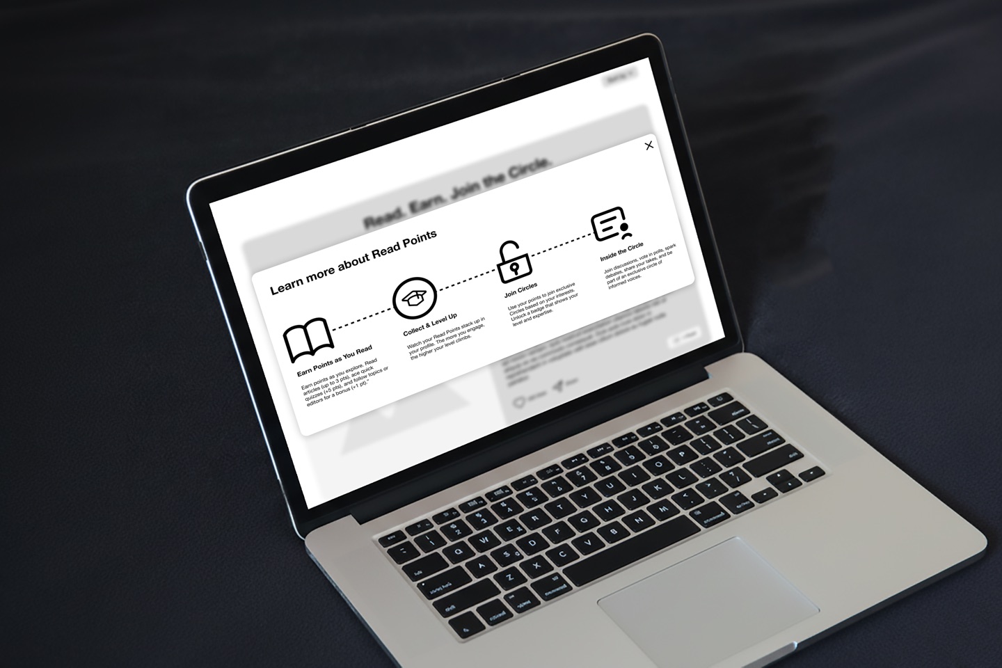 Onboarding before testing, on a laptop.