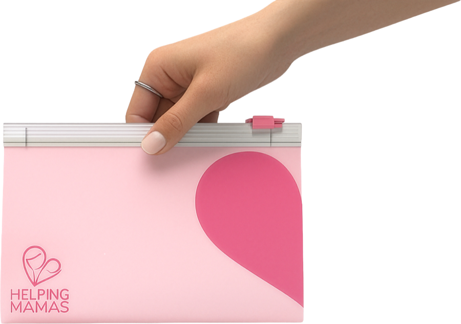 A hand opening a rose kit pack with a heart graphic.
