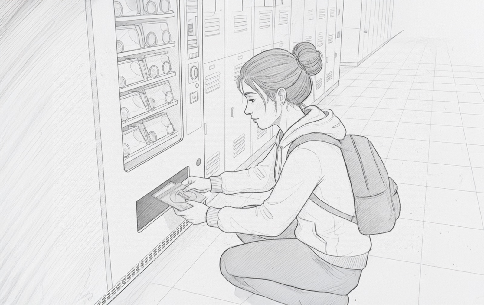 She collects her kit from the retrieval bay.