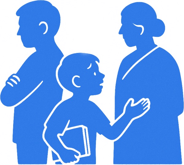 A child with his parents.