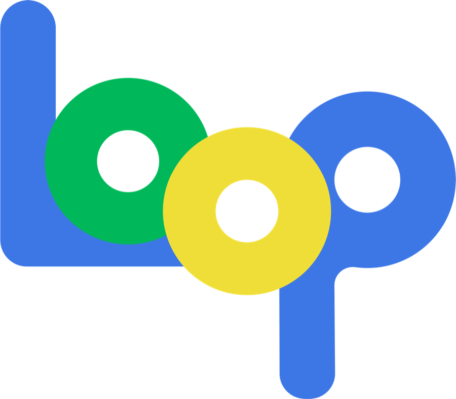 The Loop wordmark in blue, green and yellow.