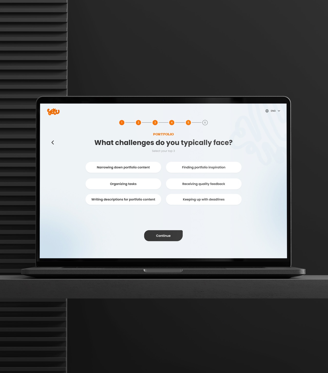 Onboarding after testing, on a laptop.
