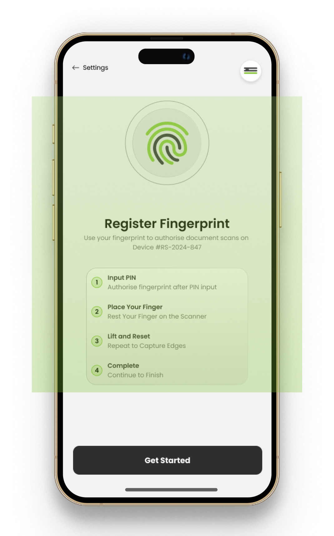 After: fingerprint authentication.