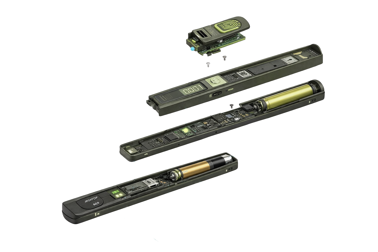 The S-Scanner shown from above with its parts.